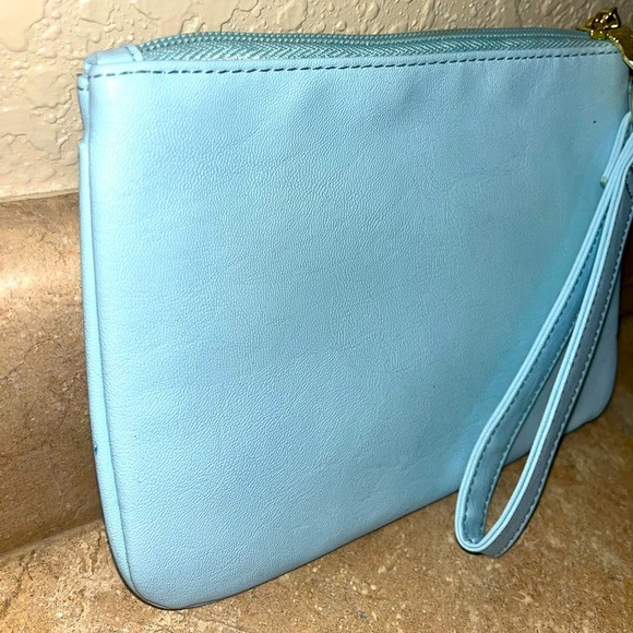 Luv Betsey Johnson Daisy Wristlet Floral Blue Clutch - Picture 5 of 7